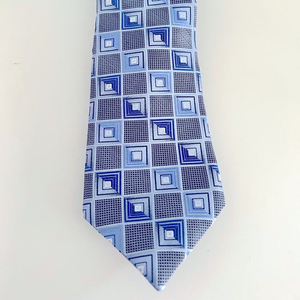 Stacey Adams Geometric Blue Patterned Silk Tie